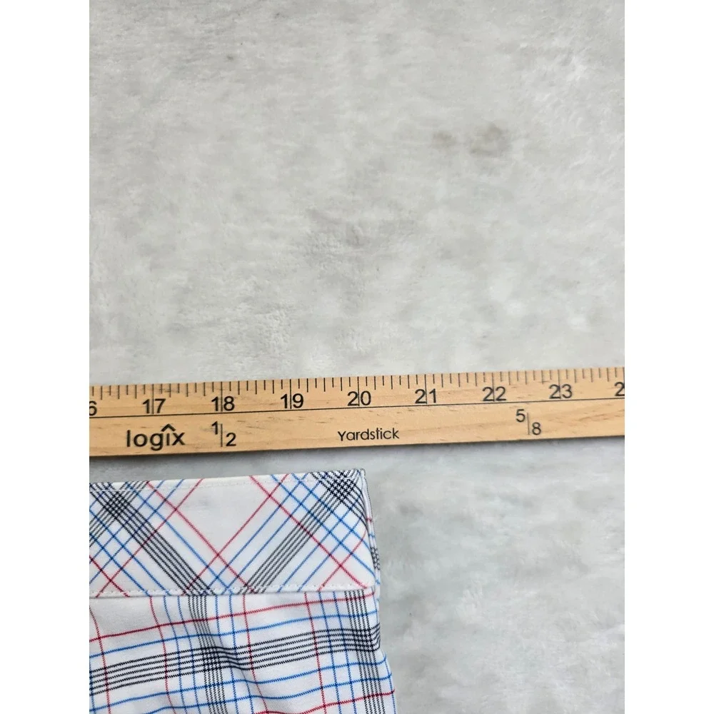 IZOD Golf Shorts Mens‎ 40 White Blue Red Plaid Polyester Blend Performance 10